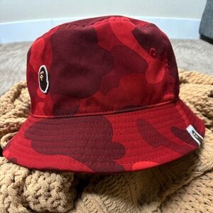 Bape red camo bucket hat